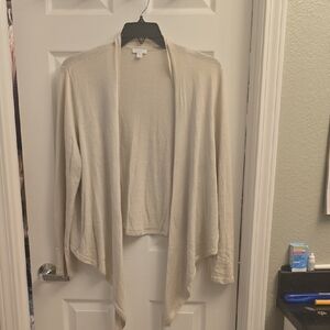 J. Jill Cream Cardigan with Elegant Draped Front